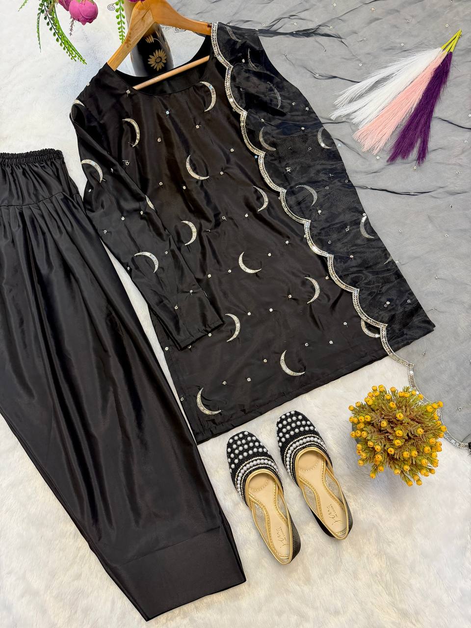Urban Midnight Crescent Embroidered Suit